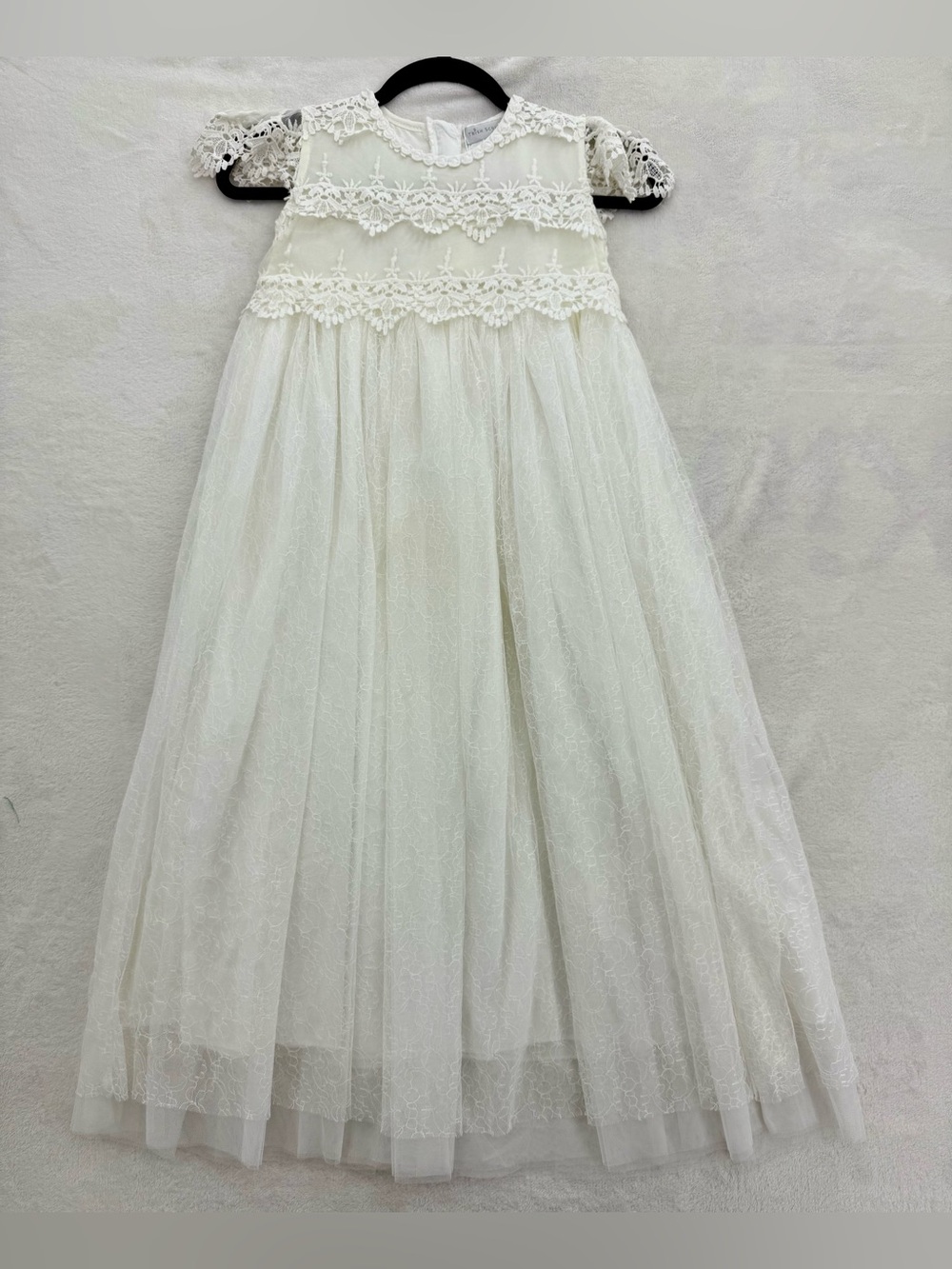 NWT Trish Scully KATRINA GOWN WHITE Size 14 LACE WEDDING Cap Sleeves